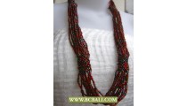 Red and Black Long Braided Necklaces Squins